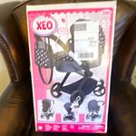 XEO Doll Pushchair Pram, Plastic, Pink/Black/White, Girl Doll