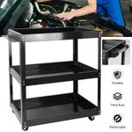 3 Tier Tool Storage Heavy Duty Garage Trolley Workshop Wheel Cart DIY Black NEW
