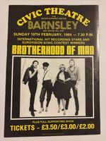 Brotherhood Of Man A5 Flyer 1985 Barnsley Civic Theatre