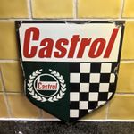 Castrol Motor Oil Racing Shield Enamel Adverting Sign