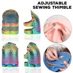4x Rainbow Metal Sewing Thimbles Medium Size Adjustable Finger Protector DIY