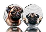 THE PUG Silver Commemorative Coin. Colour. Favourite Dogs Series. Puppy/Pup/Dog