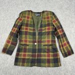 Norton McNaughton Vtg Open Front Blazer Women's Size Petites 4 Multicolor Plaid
