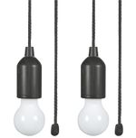 2 x LED Pull Cord Hanging Portable Light for Garages Sheds Tents Battery Powered