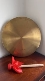 traditional flat Chinese gong (Opera Gong or Hand Gong) complete with mallet.