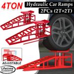 4 Ton Hydraulic Car Ramps 2X Heavy Duty Garage Auto Van Bottle Lift Jack Ramp