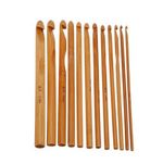 Crochet Hook Bamboo Kit Yarn Sewing Tool Knitting 3-10mm Wood Needles 12Pc Set
