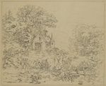 A. Kirchner (1813-1885), mountain landscape with chapel, around 1840, pen drawing