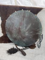 Hand Crafted  50cm wide shamanic goat skin drum, comes with 2 drum sticks