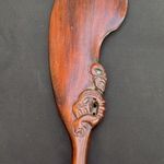Vintage Hand-Carved Wooden Maori Wahaika Patu War Club with Paua Shell Inlay