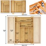 Extendable Bamboo Cutlery Tray Kitchen Drawer Organiser 6-8 Storage Compartments