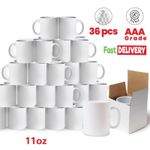 Sublimation Mugs 11oz 36 White Large Handle Coated Heat Press +Gift Boxes