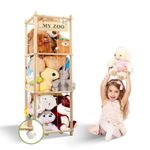 Neulriscn Wooden Stuffed Animal Storage, Solid Wood Zoo Soft Toy Storage Orga...