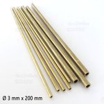 Micro Brass Tube Pipe Hollow Bar Rod Precision Metal Model Materials Ø 3 x 200mm