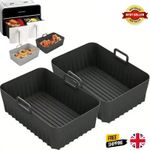 2X Silicone Air Fryer Liners Ninja Premium Dual Reusable Non-Stick Basket Insert