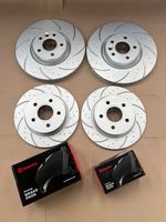 Mini Cooper S R52 R53 Dimpled Grooved Brake Discs Set Front & Rear + BREMBO PADS