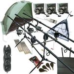 Full Carp fishing Set Up 10FT 3PC   Rods Reels Alarms Net Bait Bivvy Tackle
