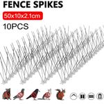 10PCS Fence Wall Security Spikes Anti-Bird Cat Guard Plastic Base 50CMx10CM