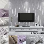 Silver Grey Wallpaper 3D Wave Stripes Embossed 9.5M Living Room Wall Paper Rolls