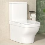 Evora Close Coupled Rimless Toilet Square Pan with Slim Soft Close Seat, Cistern