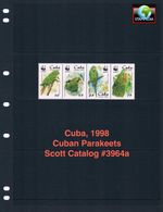 $9.00 Scott Value - 1998 CARIBBEAN Green Parakeets 1998 Birds CV MNH NH UMM
