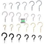 Shouldered Screw In Cup Hooks White Black Brass Chrome Kitchen Key Hanging Hook