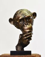 Cast Iron Curious Monkey Face Bust