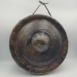 Vintage Hammered Metal Nipple Gong 29cm Leather Hanging Meditation Antique Style