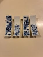 Ceramic Chopstick Rests Set Of 4 White And Blue Vintage Hashioki