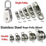 Stainless Steel Swivel Pulley Heavy Duty Single Dual Wheel Towing Rope Pulley