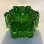 Antique Green Pressed Art Glass piano castor cup