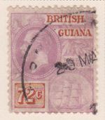 (F193-84) 1913-15 British Guiana 72c cent KGV violet & orange brown stamp (CI)