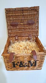 Fortnum & Mason Carry On Wicker Basket with Wood Wool Hamper Filler 