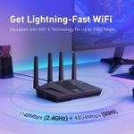 GL.iNet GL-MT6000(Flint 2) WiFi 6 Router, High-Speed 5GHz Gaming Black 