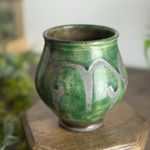 Vintage Studio Pottery Green Raku Vase – Handmade Ceramic Art