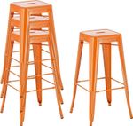Set X4 of Tolix Style Stackable Metal Counter Bar Stools Chairs Seat Height 76cm