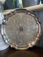 Vintage Silver Plated Tray IANTHE England-ORNATE FLORAR ENGRAVING-29cm-MCM