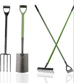4pc Heavy Duty Garden Tool Set Steel Handles Fork Spade Rake Hoe