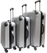 New Silver 4Wheels Spinner Hardcase ABS Luggage Suitcase Cabin Case 3 sizes