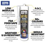 Hippo Prestige 4-in-1 Coloured Silicone Sealant - 54 Colours - 300ml Cartridges