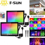 2Pack 100W Floodlight LED RGB Color Changing Light Outdoor Garden Light Remote