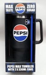 Pepsi Max Steel Tumbler Cup 1200ml capacity with 2 x 330ml Cans
