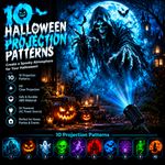 Halloween Projector Light USB LED 10 Light Modes Ghost Pumpkin Bat Night Lamp