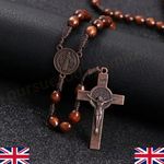 Wooden Rosary Cross Handmade Beads Catholic Christian Antique Chrismtas Gift UK