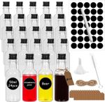 [24 Pack] Miniature Alcohol Bottles 50Ml, Small Empty Plastic Bottle with Black
