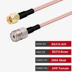 UHF Female PL259 SO239 to SMA Male 10cm Extension Adapter Pigtail Cable RG316