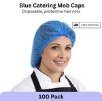 Vanity UK Mob Caps (100) Blue Disposable Hair Net Catering Food Kitchen