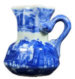 Vintage Victoria Ironstone (?) Pitcher/Jug Blue & White Pattern Height 9.5cm