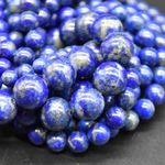 Lapis Lazuli (more gold) Round Beads 4 6 8 10 12mm, 14", for Jewellery Making