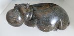 Vintage Soapstone Carved African Resting Hippo - Large and Heavy
